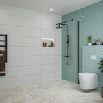 Fortifura Galeria inloopdouche - 40x200cm - mat glas - wandarm - mat zwart SW876787