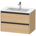 Duravit Ketho 2 wastafelonderbouwkast met 2 laden 81x48x55cm met grepen antraciet natuur eiken mat SW772780