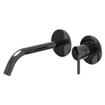 IVY Bond Wastafelmengkraan - 2-gats - met inbouwdeel - wandmontage - gebogen uitloop - coldstart - Zwart chroom PVD SW1235849