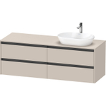 Duravit Ketho 2 wastafelonderbouwkast incl. consoleplaat met 4 laden voor waskom rechts 160x55x56.8cm met handgrepen antraciet taupe mat SW772275
