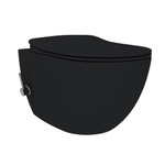 Creavit Hangend Toiletset - 35.3x51cm - Bidetsproeier warm/koud - spoelrandloos - met zitting - mat zwart SW1233494