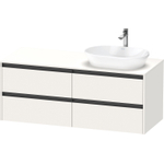 Duravit Ketho 2 wastafelonderbouwkast incl. consoleplaat met 4 laden voor waskom rechts 140x55x56.8cm met handgrepen antraciet wit supermat SW772736