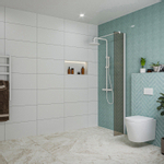 Fortifura Galeria inloopdouche - 30x200cm - rookglas - wandarm - mat wit SW876884