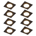 QAZQA Simply Inbouwspot - set van 8 - 9x9cm - incl. LED - 3 staps dimbaar - IP44 - vierkant - mat zwart SW1209736
