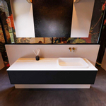 MONDIAZ ERIN Badkamermeubelset - 150cm - Urban - 1 lade - wasbak rechts - 0 kraangaten - Talc SW696600