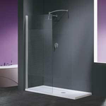 Novellini Lunes glaswand 80x195 210cm mat chroom profiel helder glas 0335229