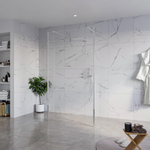 Fortifura Galeria Vrijstaande Inloopdouche - 110x200cm - Helder - antikalk - 8mm veiligheidsglas - 2 zijwanden 40cm - wandsteunen en hoekprofielen - Chroom SW993085