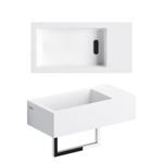 Clou Flush 3 fontein 36x18cm kraangat rechts met handdoekhouder aluite Wit mat SW102685