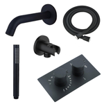 Fortifura Calvi Badkraan set - uitloop - 22cm inkortbaar - gladde slang - staafhanddouche - inbouwdeel - wandhouder - mat zwart SW1130180