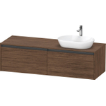Duravit Ketho 2 wastafelonderbouwkast incl. consoleplaat met 2 laden voor waskom rechts 160x55x45.9cm met handgrepen antraciet donker noten mat SW772710