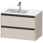 Duravit Ketho 2 wastafelonderbouwkast met 2 laden voor waskom links 81x48x54.9cm met grepen antraciet taupe mat SW772835