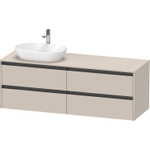 Duravit Ketho 2 wastafelonderbouwkast incl. consoleplaat met 4 laden voor waskom links 160x55x56.8cm met handgrepen antraciet taupe mat SW772975