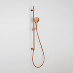 Fortifura Calvi Glijstangset - geïntegreerde wandaansluitbocht - doucheslang glad- ronde handdouche - Geborsteld koper PVD (Koper) SW1210160