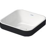 Duravit HappyD 2 Plus waskom vierkant zonder kraangat zonder overloop 40x40cm met keramische afdekkap wit/mat antraciet SW297015