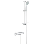 GROHE Grohtherm 2000 Doucheset - thermostatische douchekraan - met glijstangset - 60cm - ronde handdouche - 3 straalsoorten - gladde doucheslang - met zeepschaal - chroom 0102546