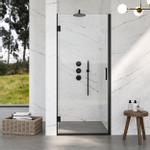 Saniclass Neptune 5000 Douchedeur - 85x200cm - profielloos veiligheidsglas - anti kalk - mat zwart SW538303