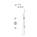 Hotbath Buddy IBS1 Regendoucheset - 2 stopkranen - 35cm wandarm - 25cm ronde hoofddouche - staafhanddouche - glijstang - chroom SW18243