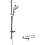 Hansgrohe Ecostat Select douchekraan thermostatisch met koppelingen Unica 39 S Puro glijstang 90cm met handdouche Raindance Select 150 AIR chroom 0605556