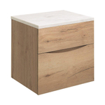 Crosswater Glide II Wastafelonderkast - 50x45x52cm - 2 lades - greeploos - windsor oak SW487200