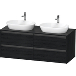 Duravit Ketho 2 wastafelonderbouwkast incl. consoleplaat met 4 laden voor dubbele waskommen 140x55x56.8cm met handgrepen antraciet eiken zwart mat SW772847