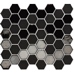 The Mosaic Factory Valencia mozaïektegel 4.3x4.9x0.5cm hexagon voor wand en vloer en voor binnen en buiten vorstbestendig mat en glossy Black SW787162