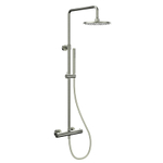 FortiFura Calvi thermostatische regendoucheset met 21.8cm ronde hoofddouche en staafhanddouche geborsteld nikkel PVD SW377864