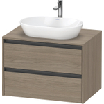 Duravit Ketho 2 wastafelonderbouwkast incl. consoleplaat met 2 laden 80x55x56.8cm met handgrepen antraciet eiken terra mat SW772369