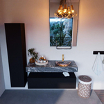 MONDIAZ ALAN - DLUX Badkamermeubelset - 120cm - onderkast - Urban - 1 lade - vrijhangende wastafel - wasbak rechts - 1 kraangat - Lava SW808077