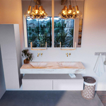 MONDIAZ ALAN - DLUX Badkamermeubelset - 150cm - onderkast - Cale - 2 lades - vrijhangende wastafel - 2 wasbakken - 0 kraangaten - Frappe SW805406