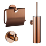 Fortifura Calvi Toiletset - toiletborstelhouder - gesloten - handdoekhaak - toiletrolhouder - met klep - geborsteld koper SW1381787