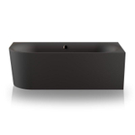 Plieger Kansas Hoekbad - 180x80x60cm - hoek rechts - met waterinlaat - met af- en overloopgarnituur - met poten - acryl - mat zwart SW1027757