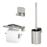 Tiger Colar Toilet Accessoireset - toiletrolhouder - met planchet - toiletborstelhouder - handdoekhaak - zelfklevend - gepolijst RVS SW877284