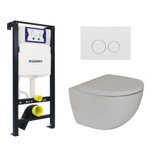 Plieger Zano Toiletset - UP320 inbouwreservoir - wandcloset - randloos - zitting - softclose - witte bedieningsplaat - ronde knoppen - wit SW1222523