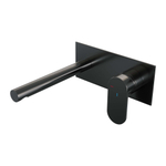 Brauer Gunmetal Edition Wastafelmengkraan inbouw - rechte uitloop links - hendel breed plat - afdekplaat - model C 1 - PVD - geborsteld gunmetal SW715851