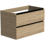 Thebalux onderkast type1 80cm 2x lade greeploos 2x alu greeplijst mat zwart 1x uitsparing incl witte sifonset SW716818