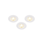 QAZQA Ulo Inbouwspot - set van 3 - 8.2x8.2cm - incl. LED - 3 staps dimbaar - IP44 - rond - mat wit SW1210159