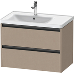Duravit Ketho 2 wastafelonderbouwkast met 2 laden voor waskom links 78.4x45.5x54.9cm met grepen antraciet Linnen mat SW772487