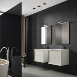 Adema Prime Core Badkamermeubelset - 60x50x45cm - 1 ovale keramische wasbak wit - 1 kraangat - 2 lades - rechthoekige spiegel - mat cotton (beige) SW925829