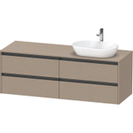 Duravit Ketho 2 wastafelonderbouwkast incl. consoleplaat met 4 laden voor waskom rechts 160x55x56.8cm met handgrepen antraciet Linnen mat SW773051