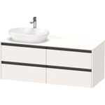 Duravit Ketho 2 wastafelonderbouwkast incl. consoleplaat met 4 laden voor waskom links 140x55x56.8cm met handgrepen antraciet wit supermat SW772240