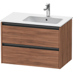 Duravit Ketho 2 wastafelonderbouwkast met 2 laden voor waskom rechts 81x48x54.9cm met grepen antraciet noten mat SW773129
