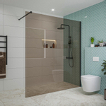 Fortifura Galeria inloopdouche - 180x200cm - rookglas - wandarm - mat zwart SW876883