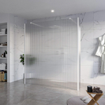 Fortifura Galeria Vrijstaande Inloopdouche - 180x200cm - Helder geribbeld - antikalk - 8mm veiligheidsglas - 2 zijwanden 30cm - wandsteunen en hoekprofielen - Wit mat SW976693