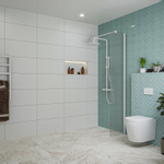 Fortifura Galeria inloopdouche - 40x200cm - ribbelglas - wandarm - mat wit SW877017