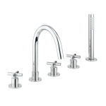 Crosswater MPRO Crosshead badrandkraan 5 gats met handdouche chroom SW643444