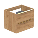 Thebalux Type onderbouwkast 60x45x50cm opbouwgreep messing 2 softclose lades standaard greep MDF/spaanderplaat beton zilver SW769241