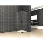 Wiesbaden Salone cabine met 1 draaideur 900 x 900 x 2000 x 8 mm nano helder glas/mat zwart SW545136