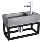 Differnz Ravo fonteinset - 38.5x18.5x25cm - Rechthoek - 1 kraangat - Recht chromen kraan - met zwart frame - beton donkergrijs SW373242