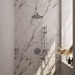 BRAUER Brushed Edition thermostatische Inbouw Regendouche - 3-weg - rond - set 86 - 30cm hoofddouche - rechte muurarm - staaf handdouche - doucheslang - geïntegreerde glijstang - RVS geborsteld PVD SW1159180