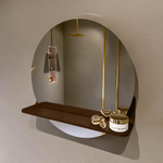 Mondiaz SPOT Badkamerspiegel - rond 50cm - spiegelplanchet - kleur Rust SW1235600